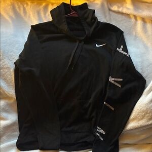 Nike Black Pullover Hoodie with White Swoosh and Sleeve Accents